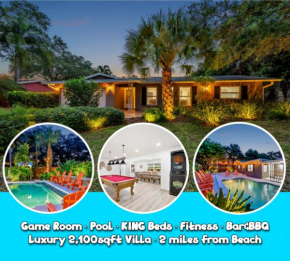 King Beds - Game Room - Pool - Beach 2m - 2,100sqft
